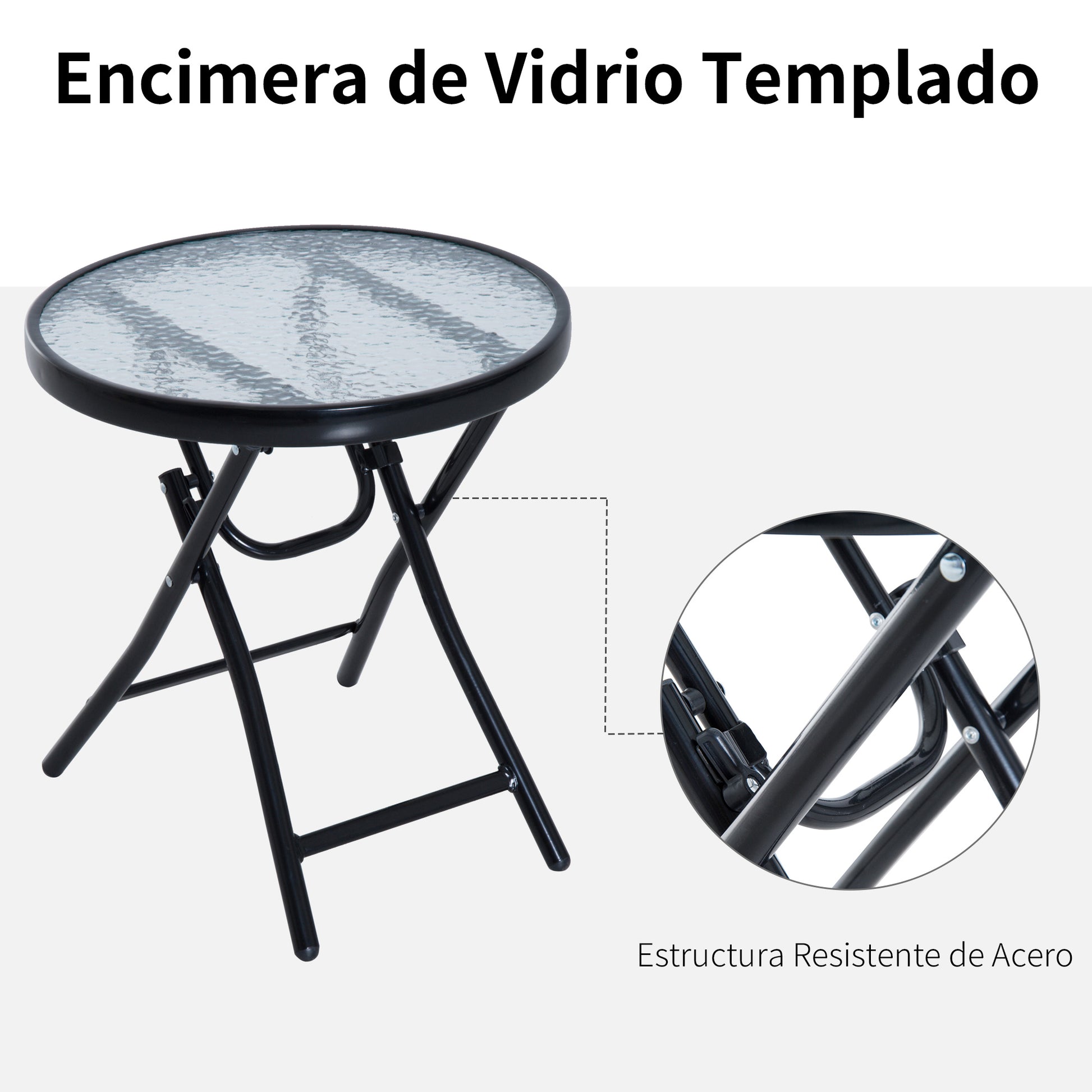 Outsunny Set De Muebles De Jardín Mesa Redonda Y 2 Sillas Mecedoras Plegables_5