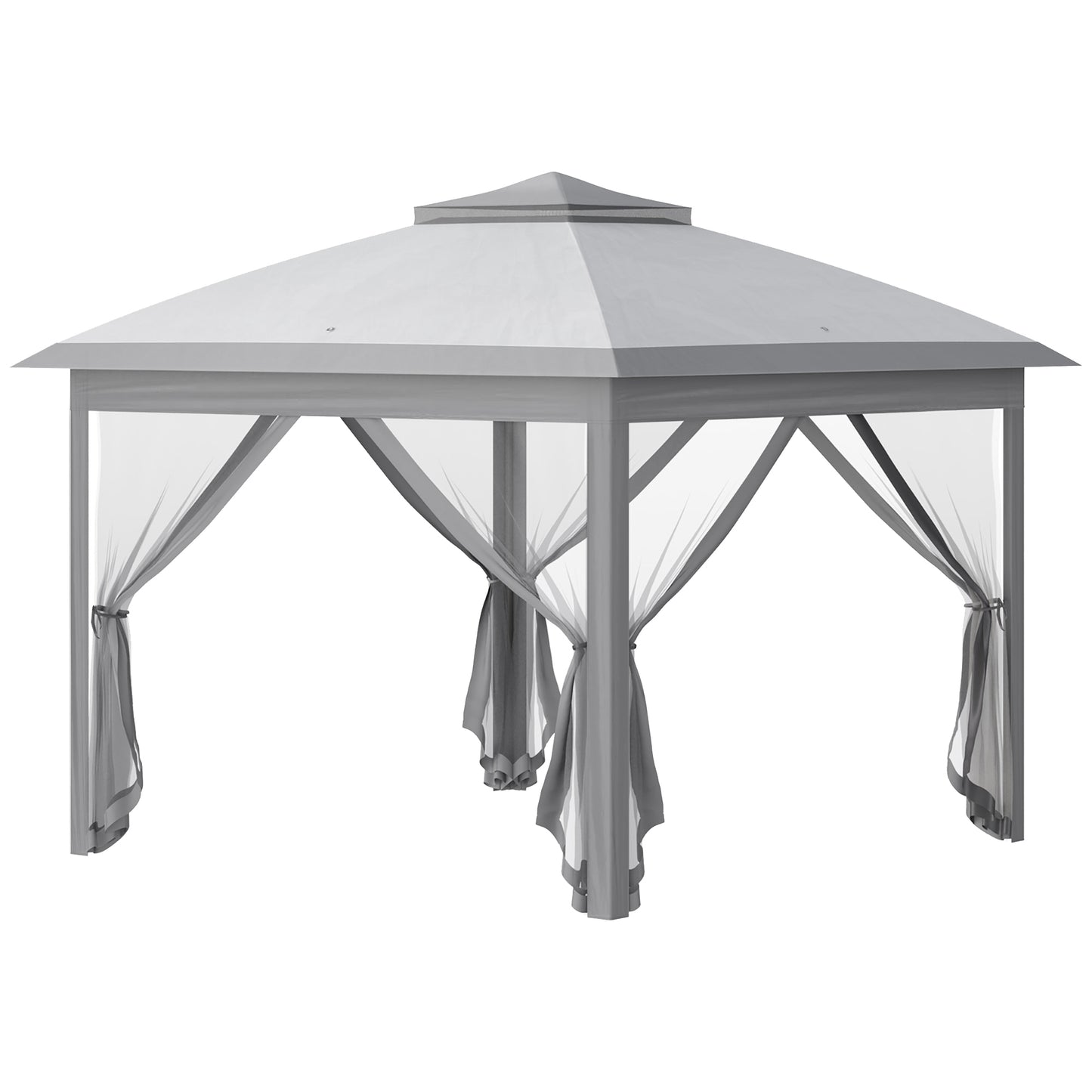 Outsunny Carpa Plegable 3,3x3,3 M Con Altura Ajustable Doble Techo Anti-uv Gris_0