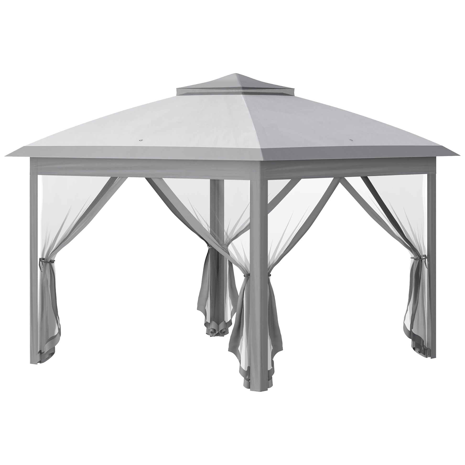 Outsunny Carpa Plegable 3,3x3,3 M Con Altura Ajustable Doble Techo Anti-uv Gris_0