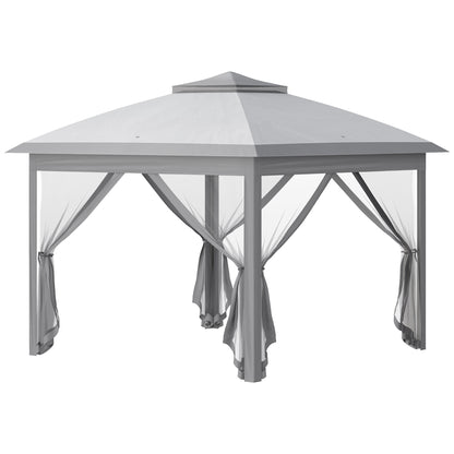 Outsunny Carpa Plegable 3,3x3,3 M Con Altura Ajustable Doble Techo Anti-uv Gris_0