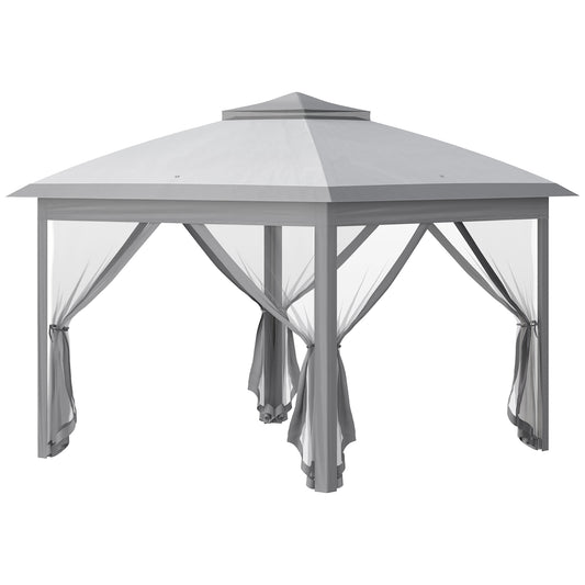 Outsunny Carpa Plegable 3,3x3,3 M Con Altura Ajustable Doble Techo Anti-uv Gris_0