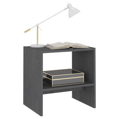Mesitas De Noche 2 Uds Madera Maciza Pino Gris 40x30,5x40 Cm_2
