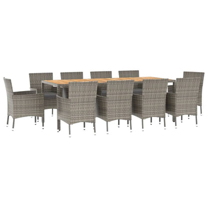 Vidaxl Set De Comedor De Jardín 11 Pzas Y Cojines Ratán Sintético Gris_0