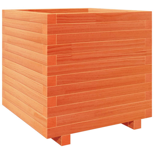 Jardinera Madera Maciza De Pino Marrón Cera 50x50x49,5 Cm_0