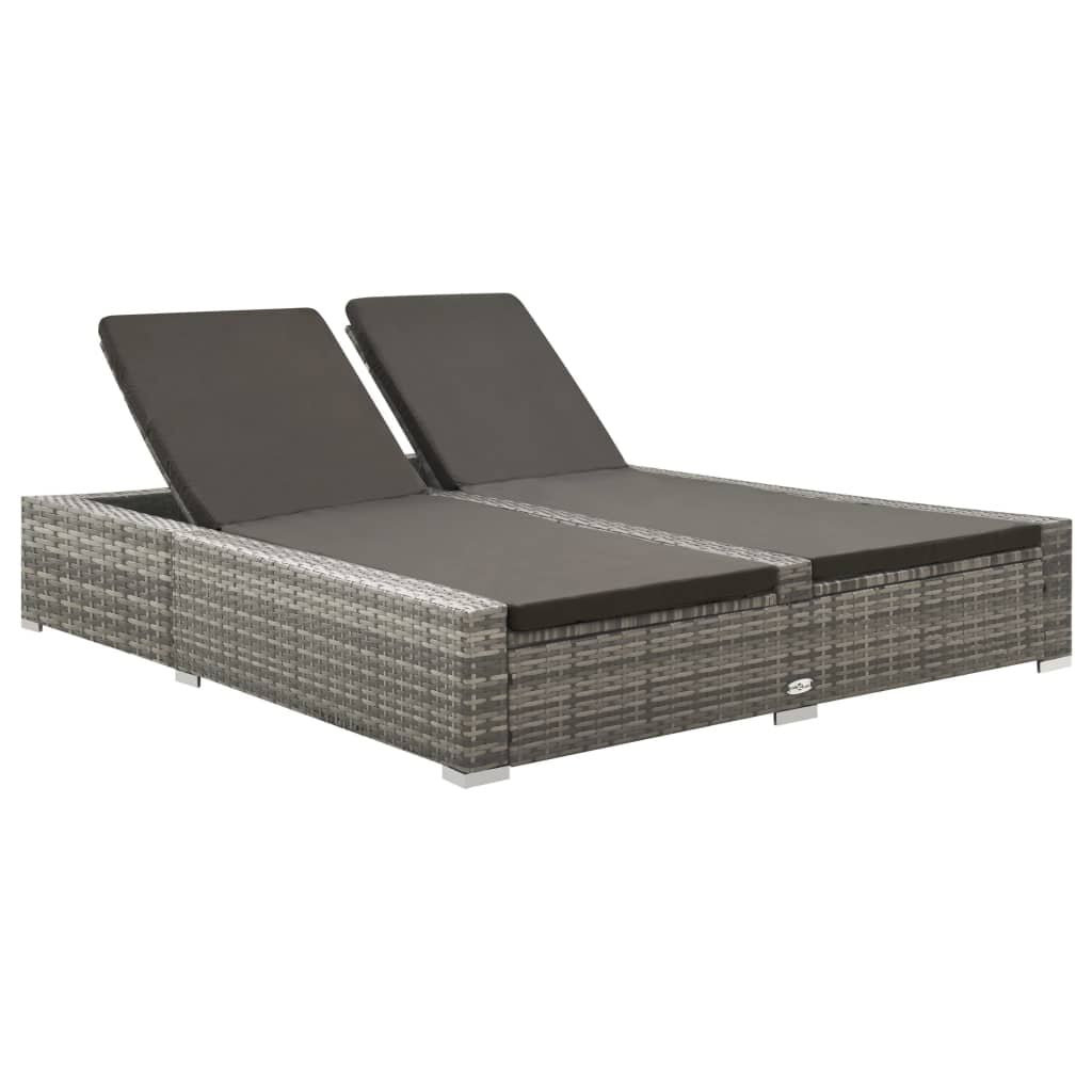 Vidaxl Tumbona Doble De Ratán Sintético Gris_0