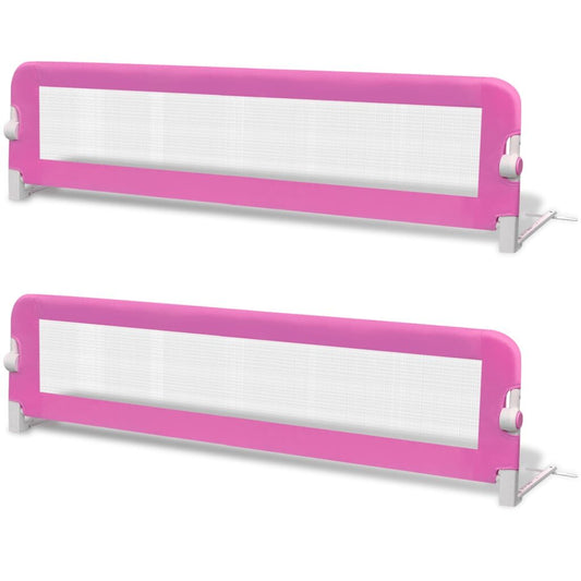 Vidaxl Barandilla De Seguridad Cama De Niño 2 Uds Rosa 150x42 Cm_0
