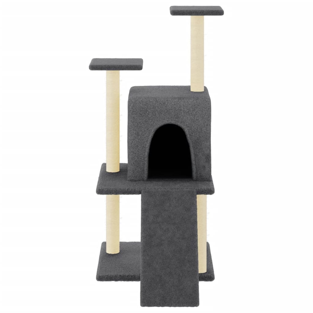 Rascador Para Gatos Con Postes De Sisal Gris Oscuro 110 Cm_2