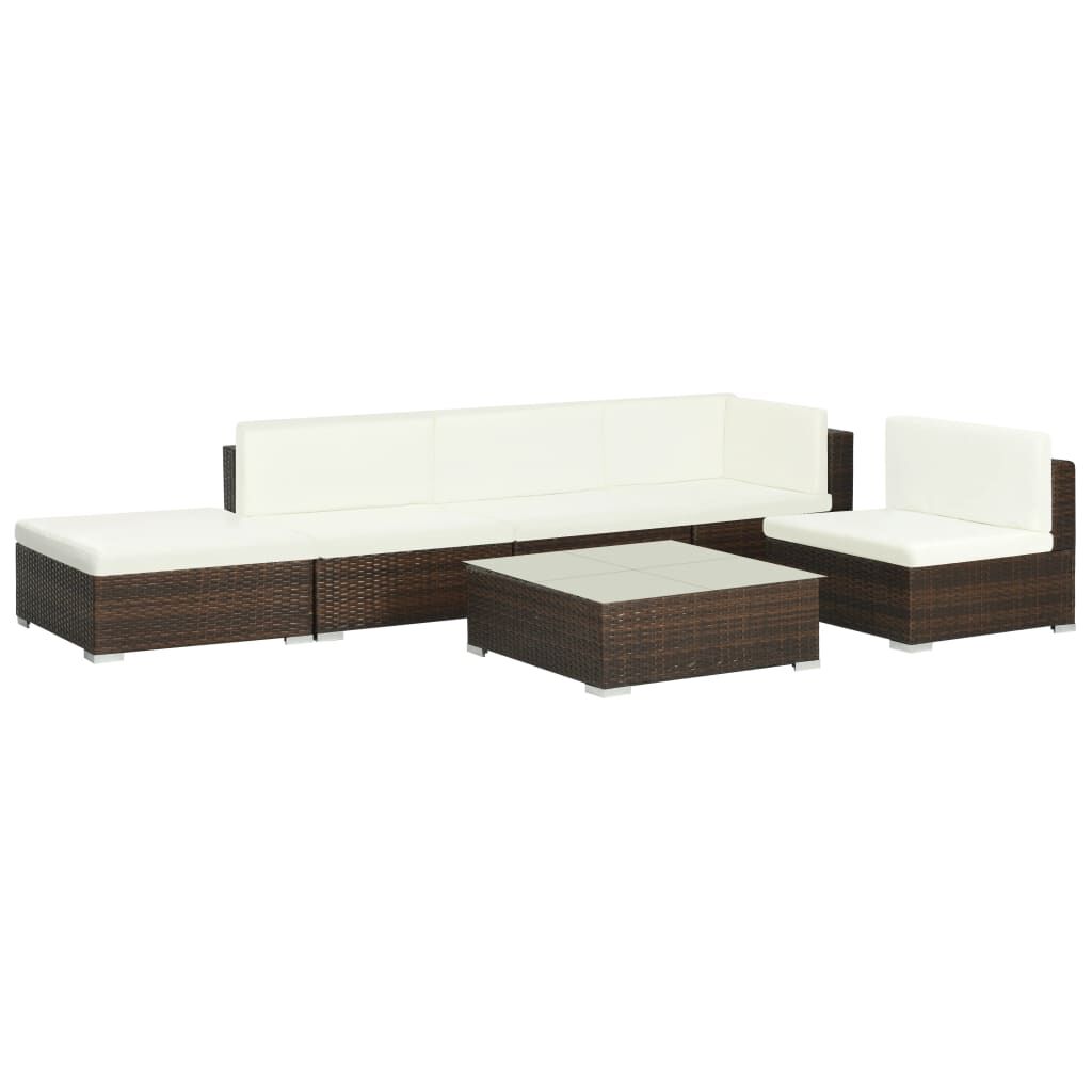 Vidaxl Set Muebles De Jardín 6 Piezas Y Cojines Ratán Sintético Marrón_0