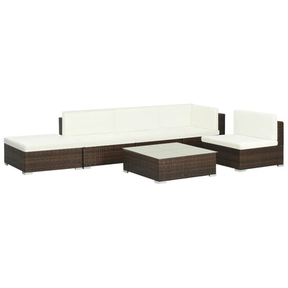 Vidaxl Set Muebles De Jardín 6 Piezas Y Cojines Ratán Sintético Marrón_0