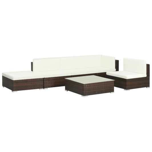 Vidaxl Set Muebles De Jardín 6 Piezas Y Cojines Ratán Sintético Marrón_0