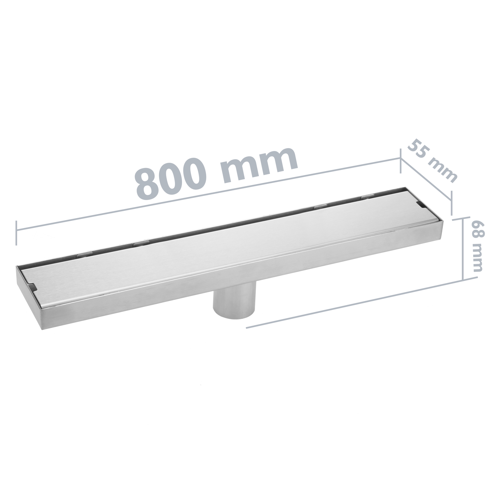 Canaleta De Desagüe Para Ducha 80cm Para Azulejo En Acero Inoxidable Mate_1