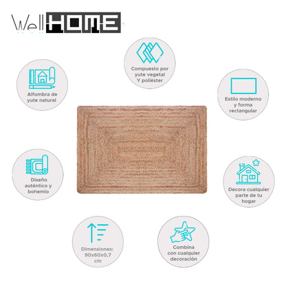 Wellhome Alfombra Yute Historia Natural 60x90cm