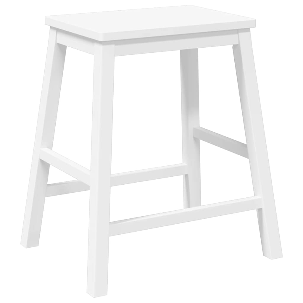 Sillas De Bar 2 Uds Madera Maciza Blanca Caucho_2