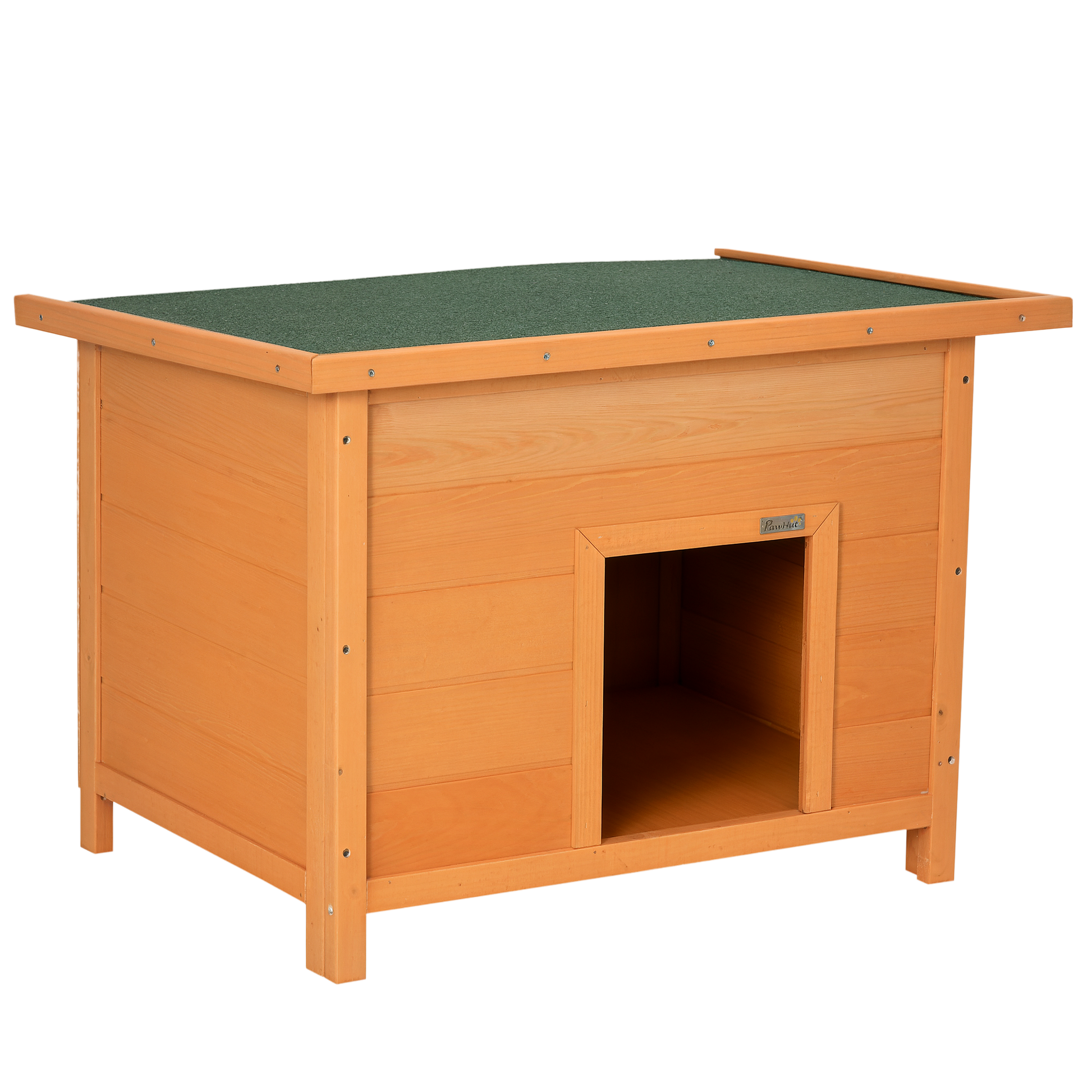 Pawhut Caseta De Madera Para Perro 82x58x58cm Techo Abatible Asfáltico_0
