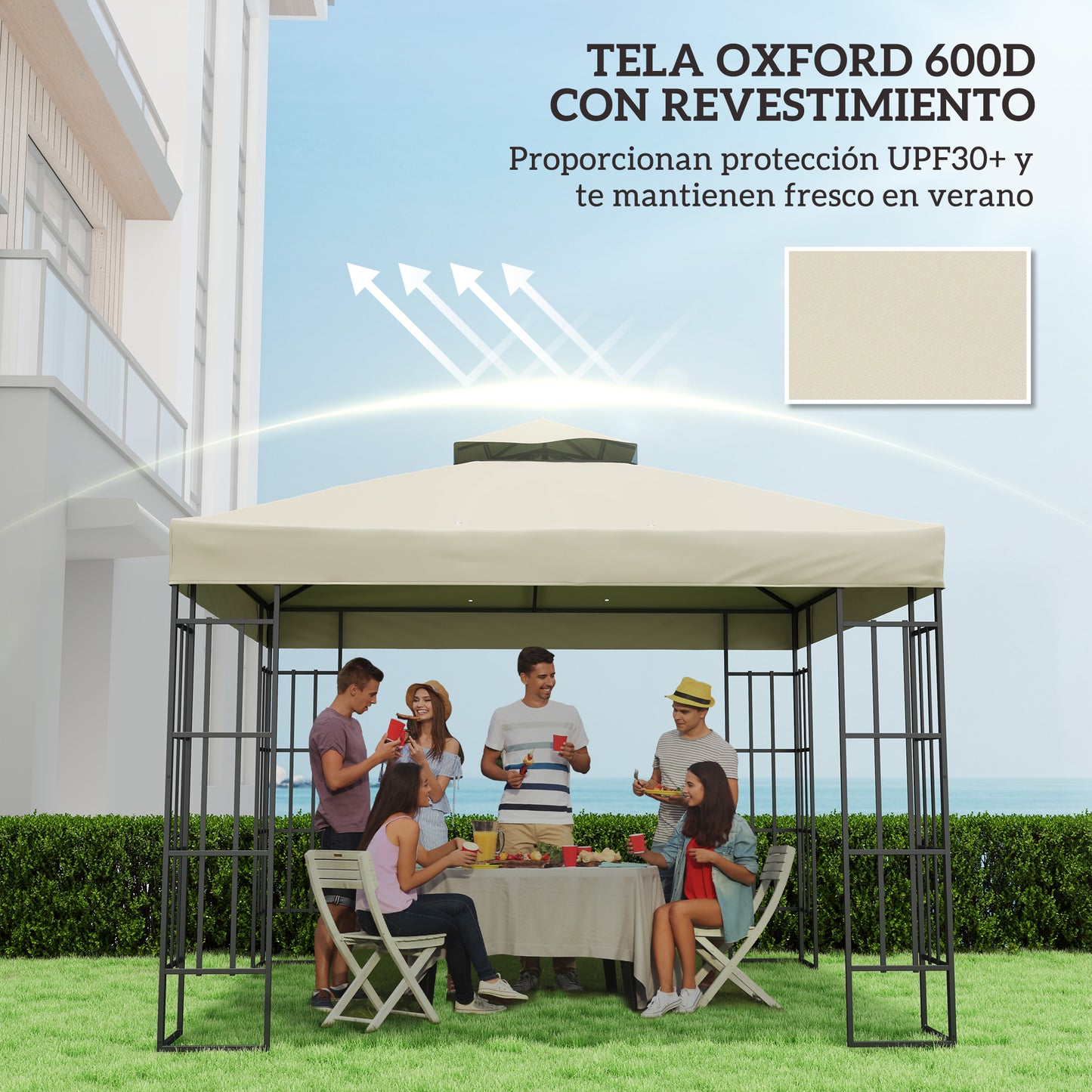 Outsunny Techo De Repuesto Para Cenador 3x3 M Con Techo Doble Protección Uv 30+_5