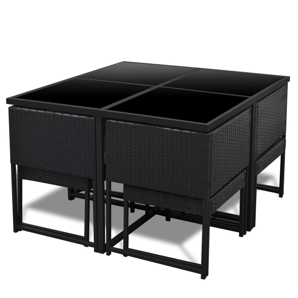 Vidaxl Set Comedor De Jardín 9 Piezas Y Cojines Ratán Sintético Negro_3