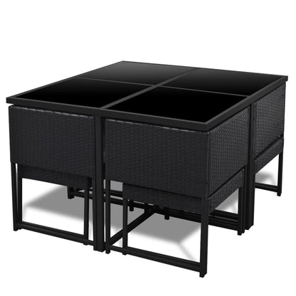 Vidaxl Set Comedor De Jardín 9 Piezas Y Cojines Ratán Sintético Negro_3