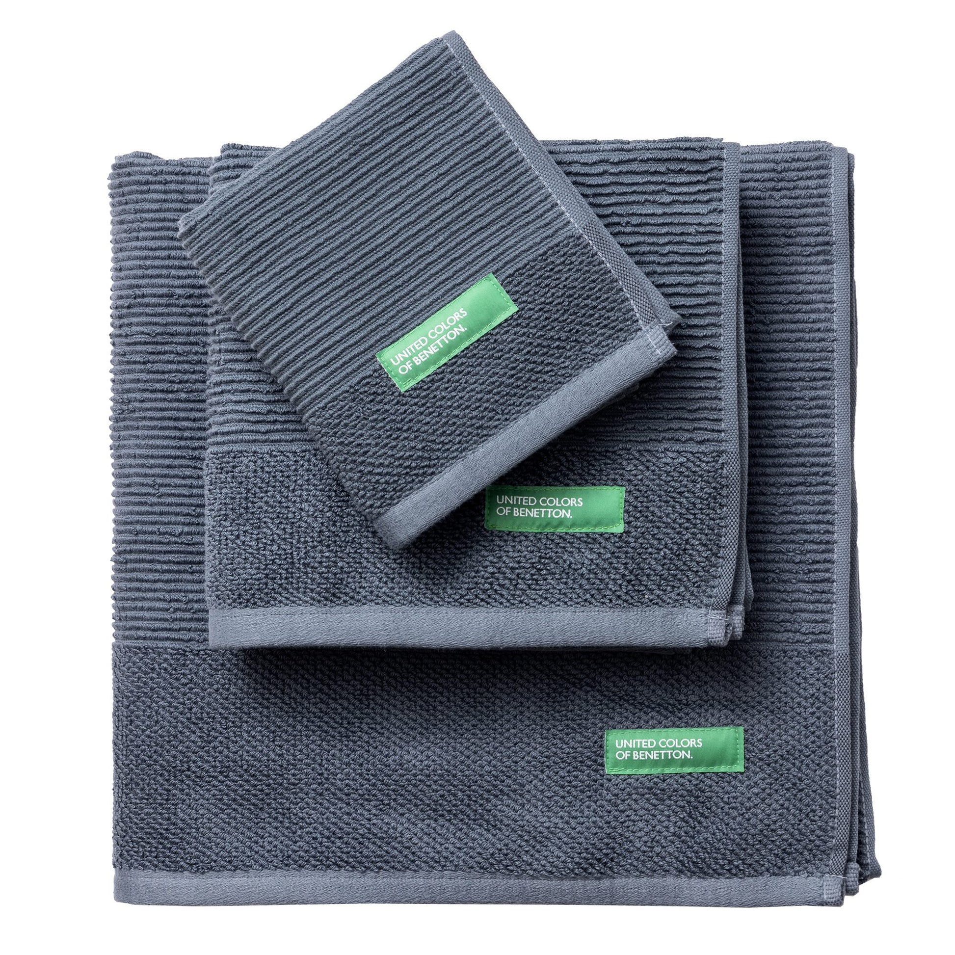 Set 3pcs Toallas De Baño (30x50+50x90+70x140cm) 450 Gsm 100%algodon Gris Oscuro Casa Benetton_0