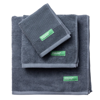 Set 3pcs Toallas De Baño (30x50+50x90+70x140cm) 450 Gsm 100%algodon Gris Oscuro Casa Benetton_0