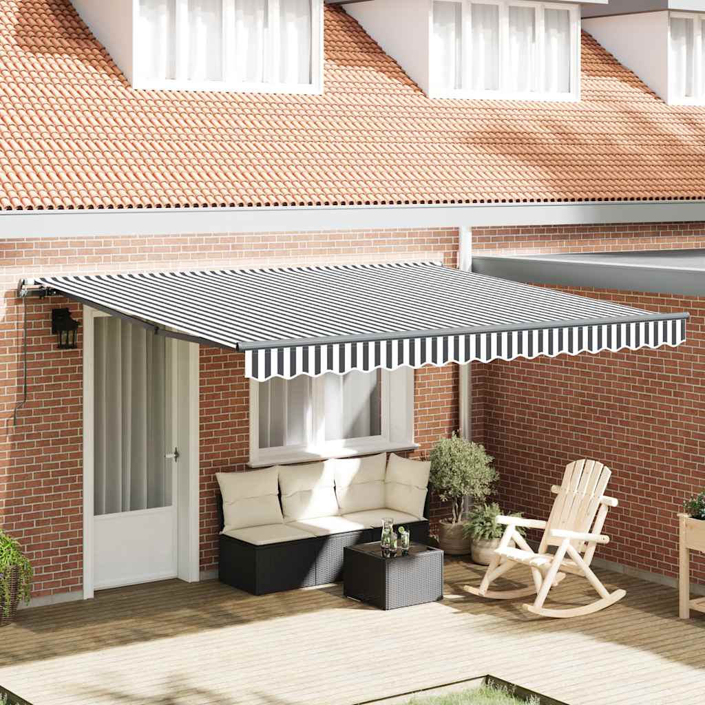 Toldo Retráctil Manual Gris Antracita Y Blanco 400x300 Cm_1