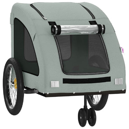 Vidaxl Remolque De Bicicleta Mascotas Hierro Tela Oxford Gris_4