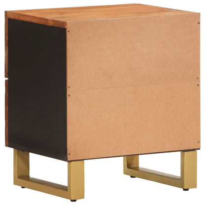 Mesitas De Noche 2 Uds Madera Maciza De Mango Marrón Y Negro_4
