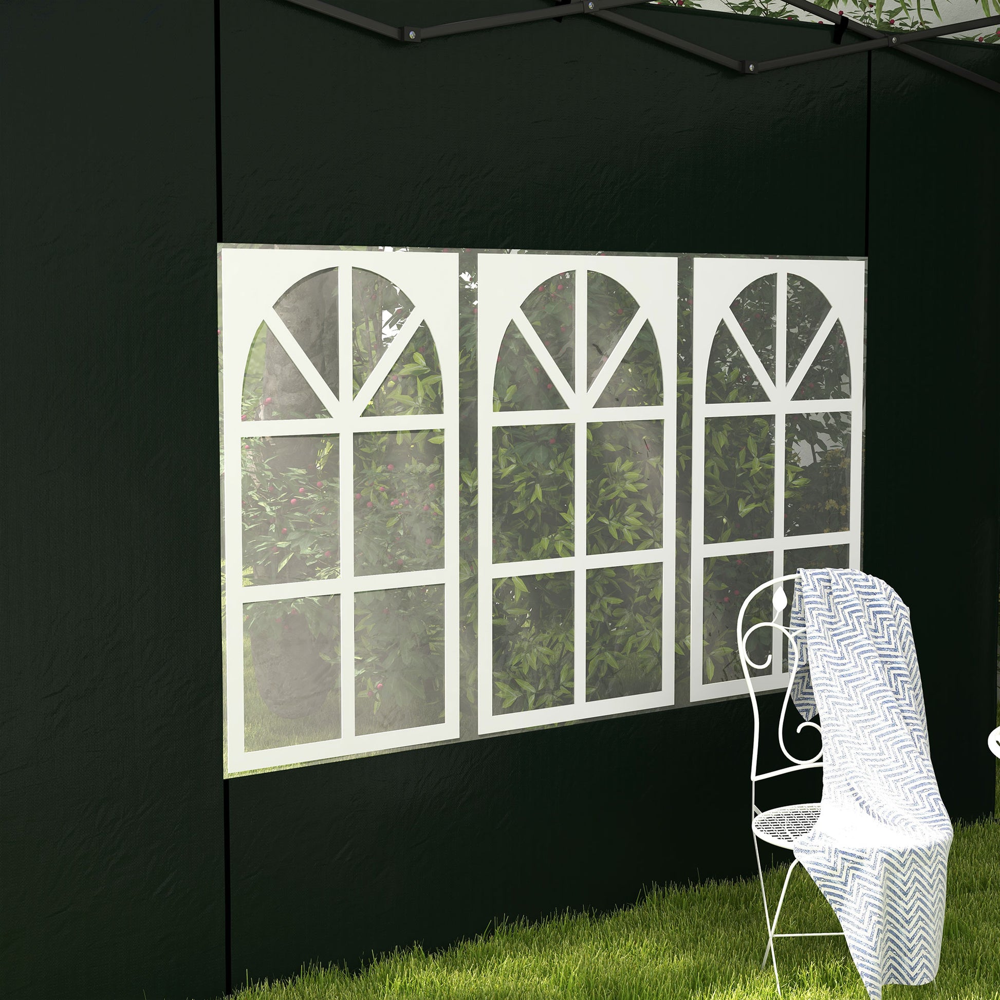 Outsunny Paredes Laterales Para Carpa 3x3 M Y 3x6 M 293x193 Cm Verde Oscuro_4