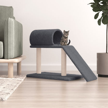 Vidaxl Rascador Para Gatos Con Túnel Y Escalera Gris Oscuro 55,5 Cm_1