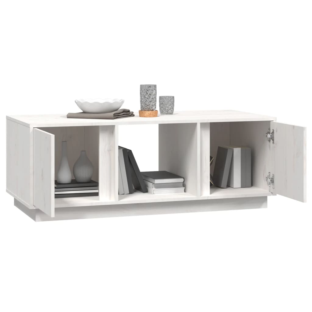 Mesa De Centro De Madera Maciza De Pino Blanco 110x50x40 Cm_2