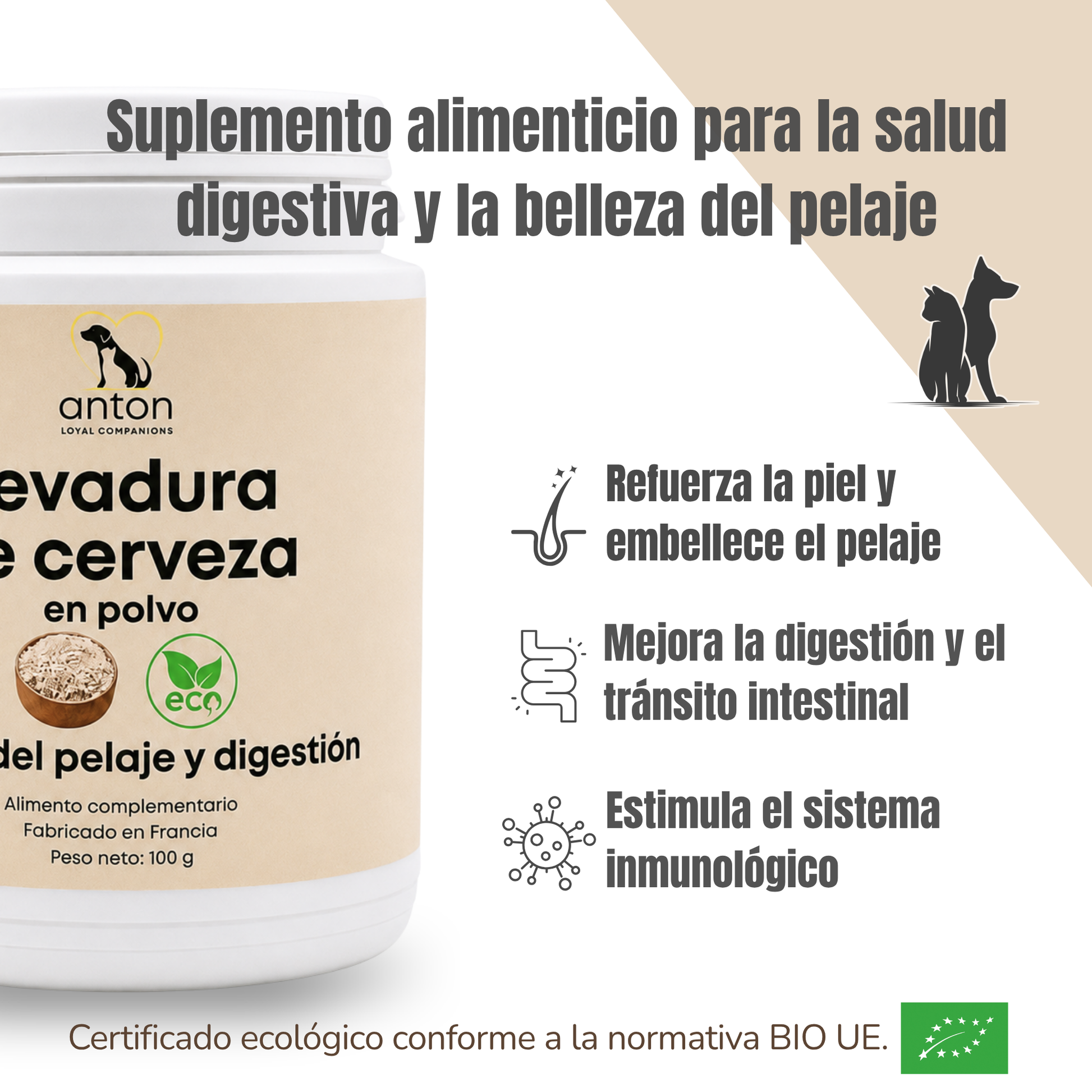 Levadura de cerveza ECO para perros y gatos – Piel y pelaje – 100 g_1