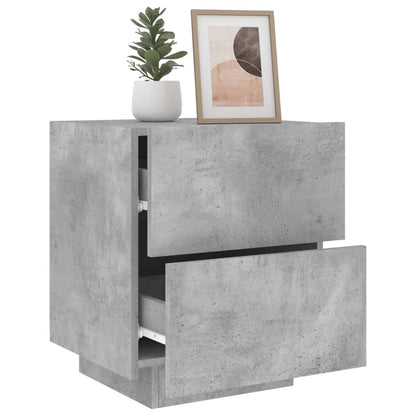 Mesita De Noche Con Luces Led Madera Ingeniería Gris Hormigón_3