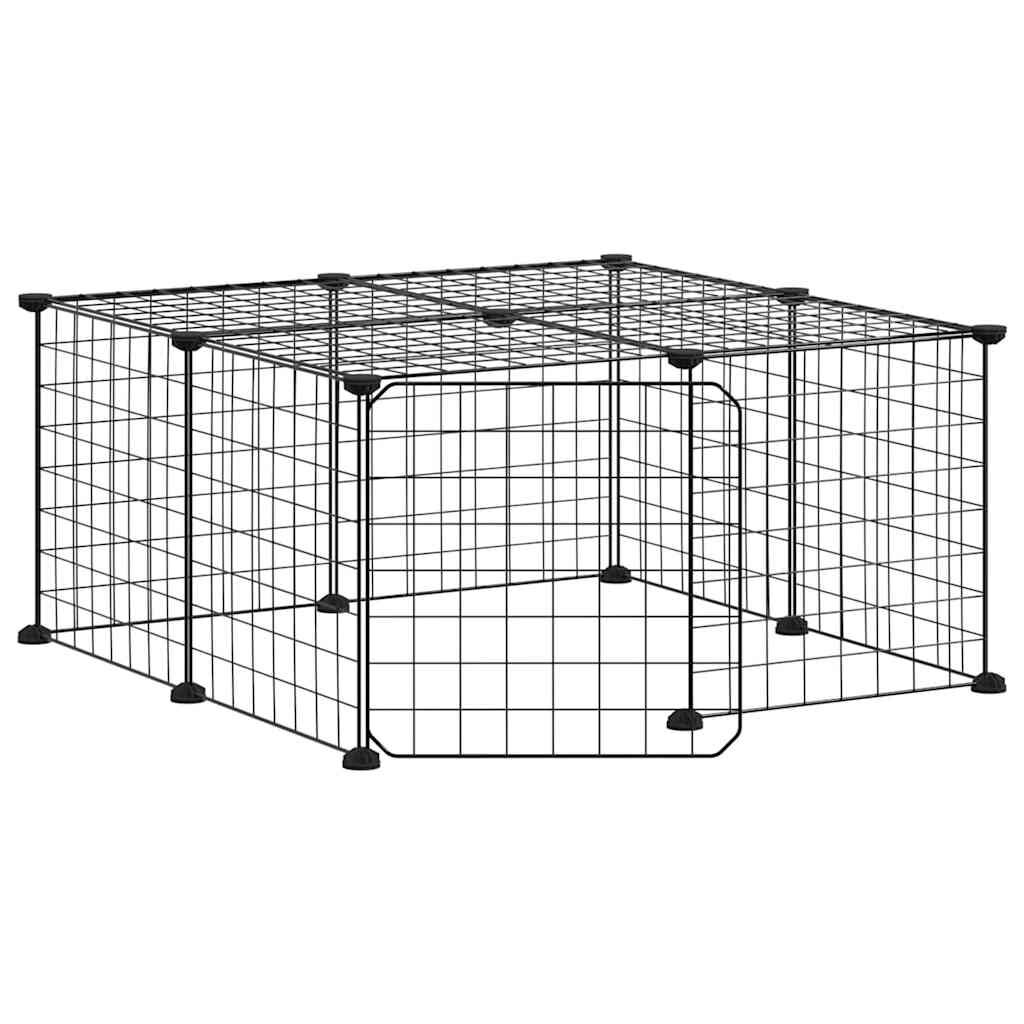 Vidaxl Jaula Para Mascotas De 12 Paneles Puerta Acero Negro 35x35cm_0