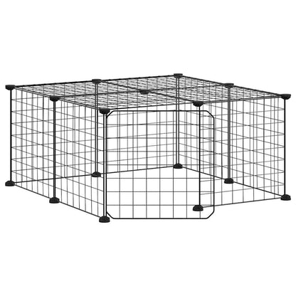 Vidaxl Jaula Para Mascotas De 12 Paneles Puerta Acero Negro 35x35cm_0