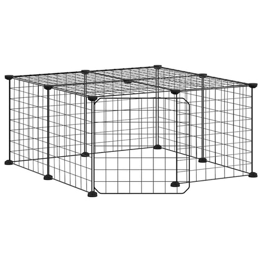 Vidaxl Jaula Para Mascotas De 12 Paneles Puerta Acero Negro 35x35cm_0