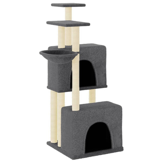 Vidaxl Rascador Para Gatos Con Postes De Sisal Gris Oscuro 122 Cm_0