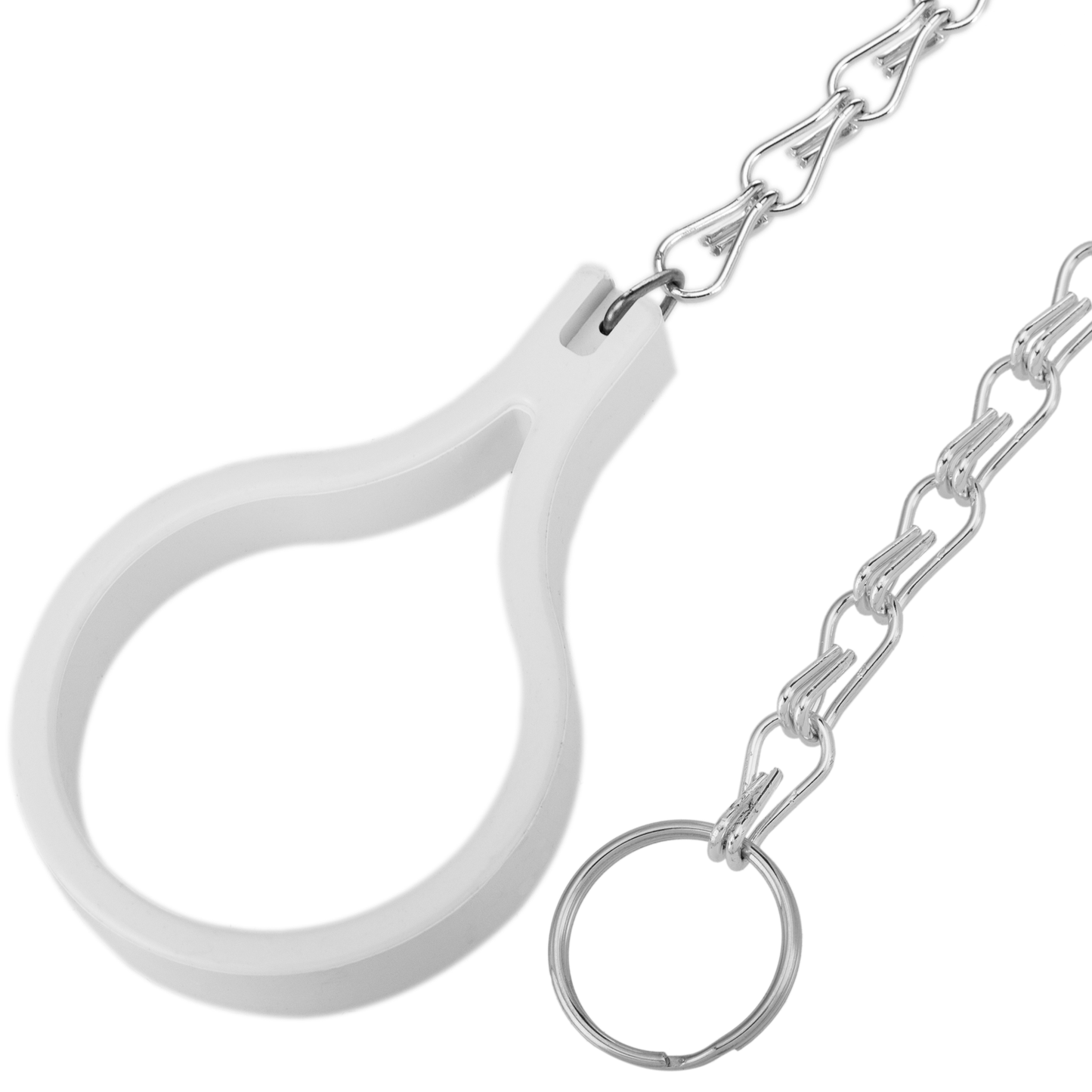 Tirador De Cisterna Para Wc Con Cadena Metálica Y Anilla Blanca_0