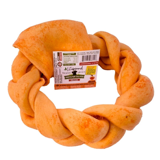 Lifebound - Hueso Masticable Natural para Perros de Piel de Ternera en Forma de Trenza con Sabor a Miel - 6 Piezas - L