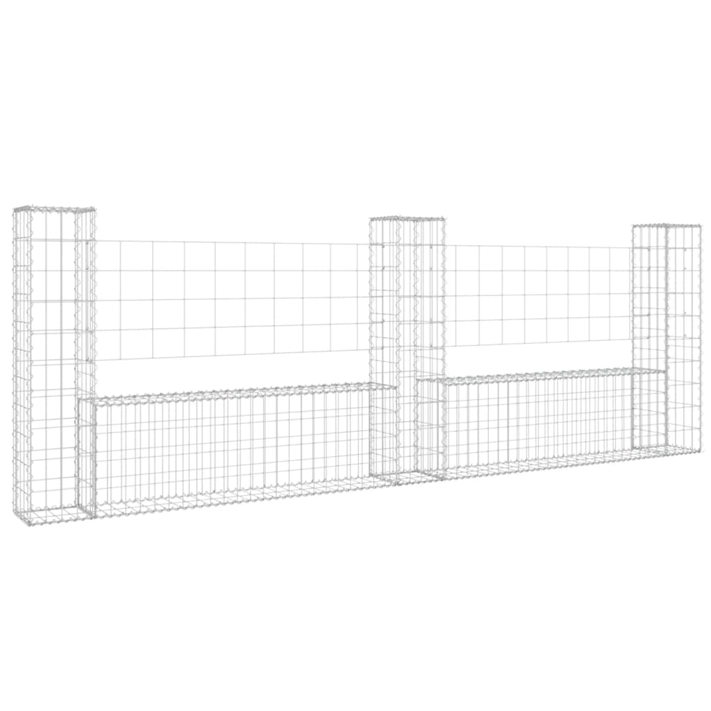 Cesta De Gaviones Forma De U 3 Postes De Hierro 260x20x100 Cm / Vetonek_2