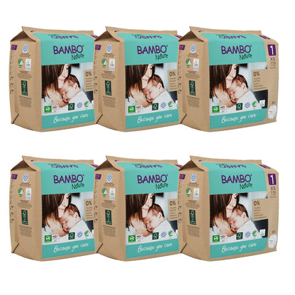 Pack 6 x Bambo Nature pañales T1 (2-4g) 22 uds