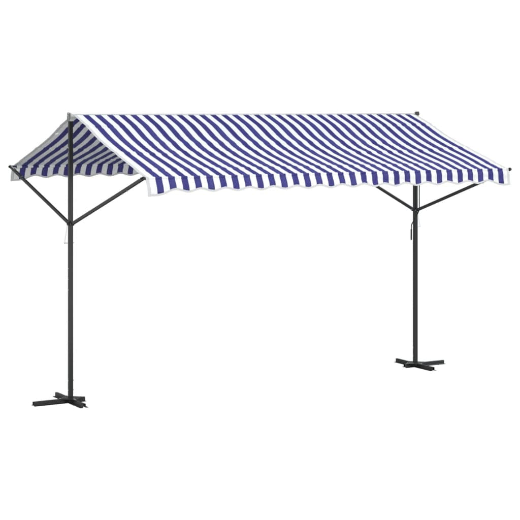 Vidaxl Toldo De Pie Tela Y Acero Azul Y Blanco 400x300 Cm_4