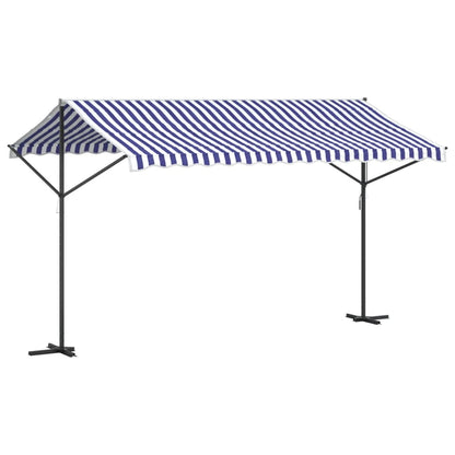 Vidaxl Toldo De Pie Tela Y Acero Azul Y Blanco 400x300 Cm_4