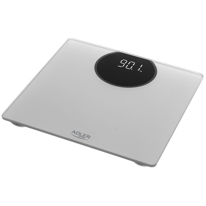 Báscula De Baño Digital Alta Precisión 180kg, Pantalla Led Apagado Automático, Vidrio Templado Adler Ad8175 Plata