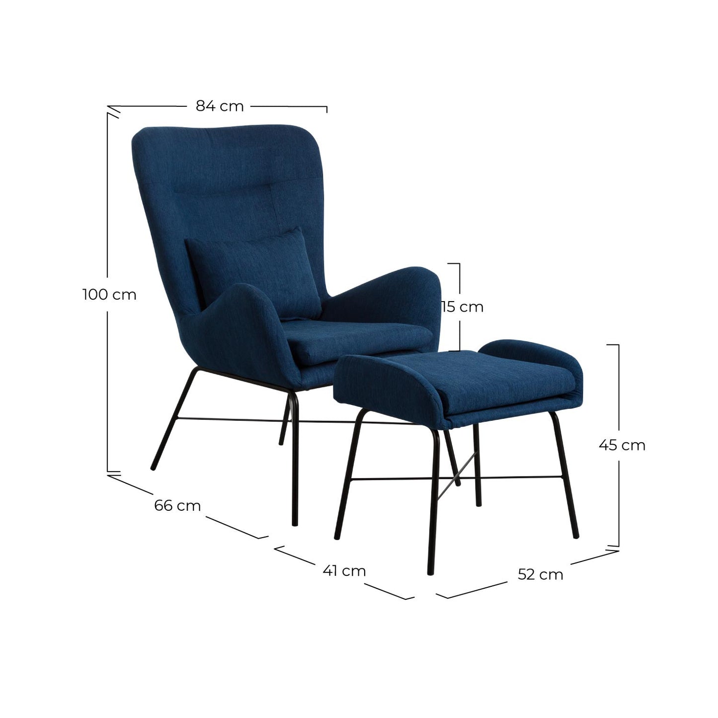 Sillón Con Reposapiés 66x84x100cm Thinia Home_5