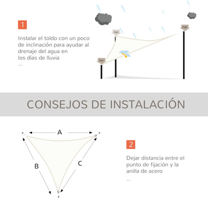 Outsunny Toldo Vela Sombrilla Parasol Triangulo Tejido De Poliester 160g/m2_5