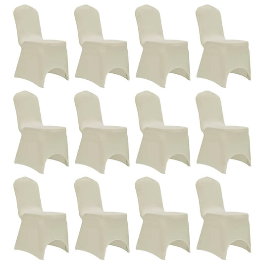 Vidaxl Funda De Silla Elástica 12 Unidades Crema_0