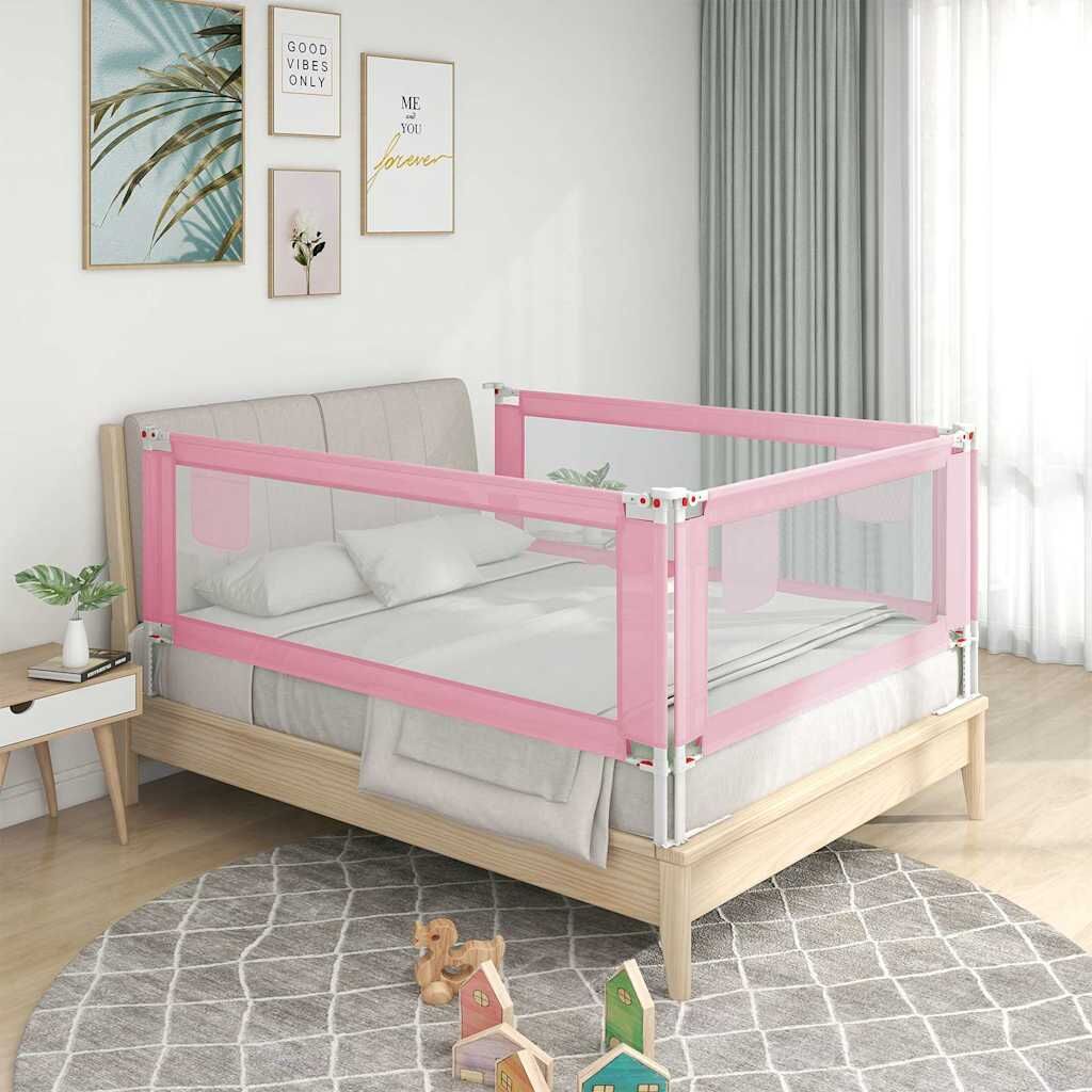Vidaxl Barandilla De Seguridad Cama De Niño Rosa Tela 100x25 Cm_1