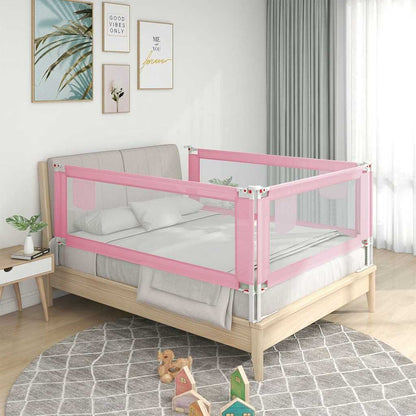 Vidaxl Barandilla De Seguridad Cama De Niño Rosa Tela 100x25 Cm_1