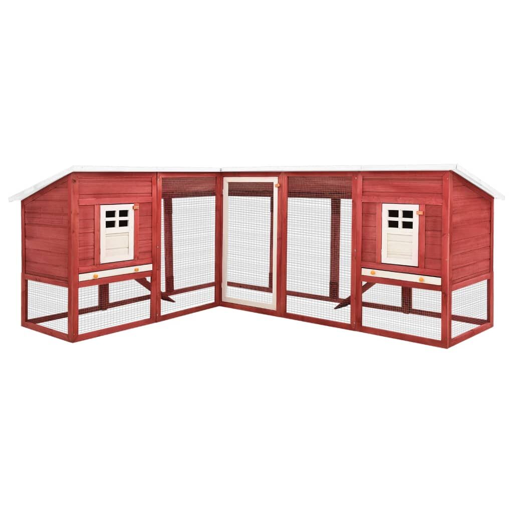 Vidaxl Conejera De Exterior Con Corredor Madera De Abeto Rojo Y Blanco_0