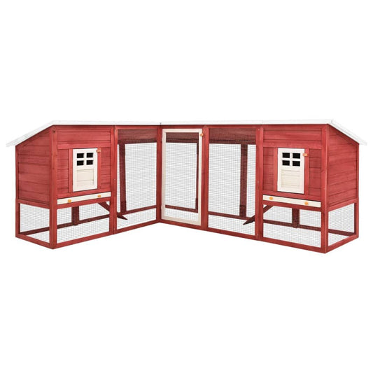 Vidaxl Conejera De Exterior Con Corredor Madera De Abeto Rojo Y Blanco_0