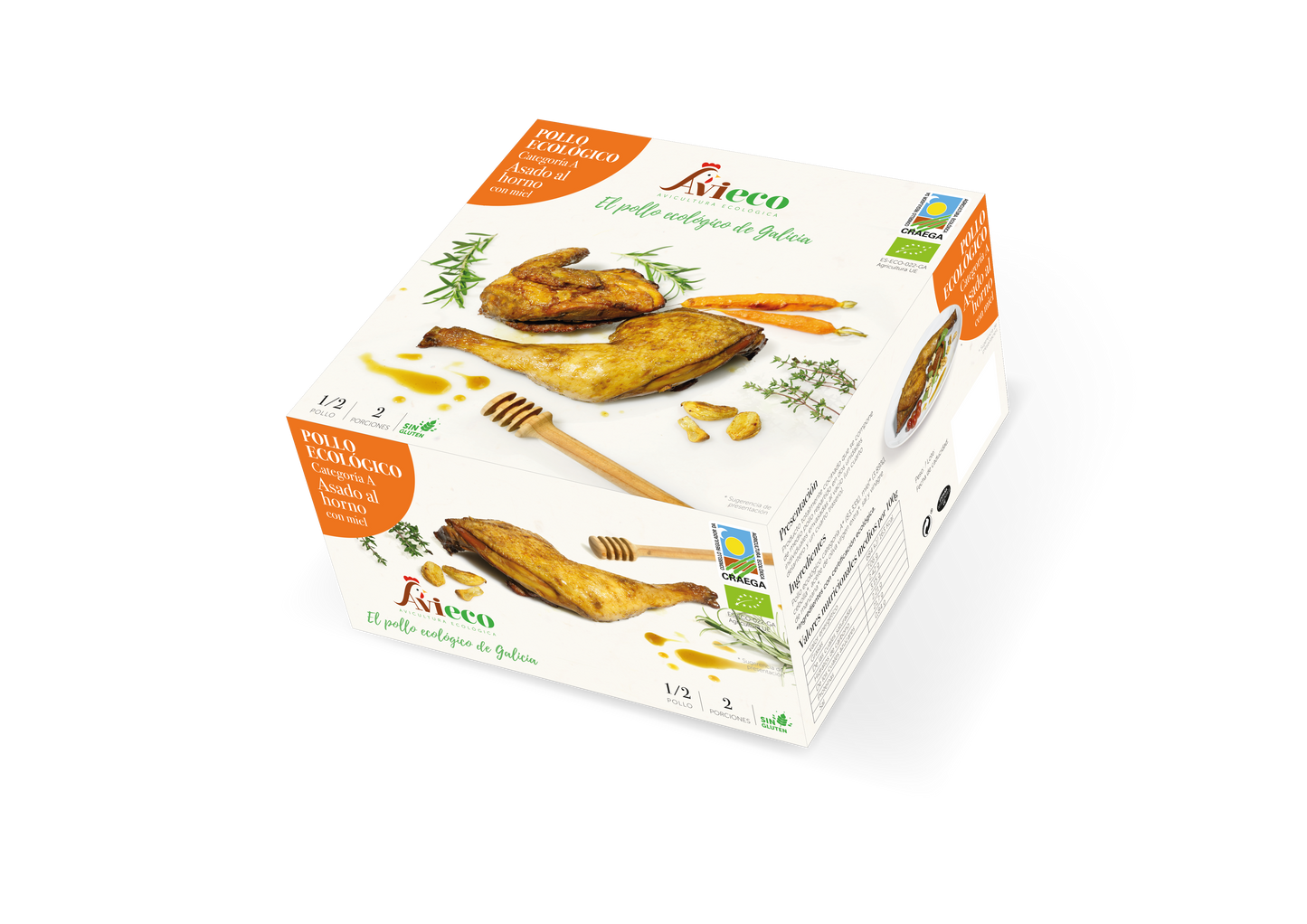 Pollo ecológico asado al horno con miel